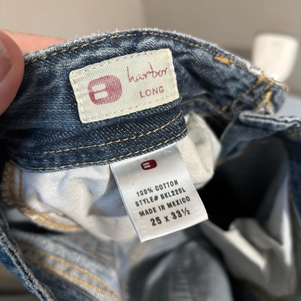 Vintage BKE Harbor Distressed Frayed 100% Cotton Long Flare Jeans Size 25 Y2K - Picture 10 of 12
